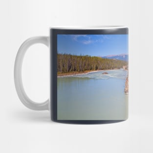 Canada. Canadian Rockies. Jasper National Park. Athabasca River. Cliff. Mug